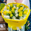 Видео обзор букета Окутывая солнцем - букет из желтых и белых тюльпанов